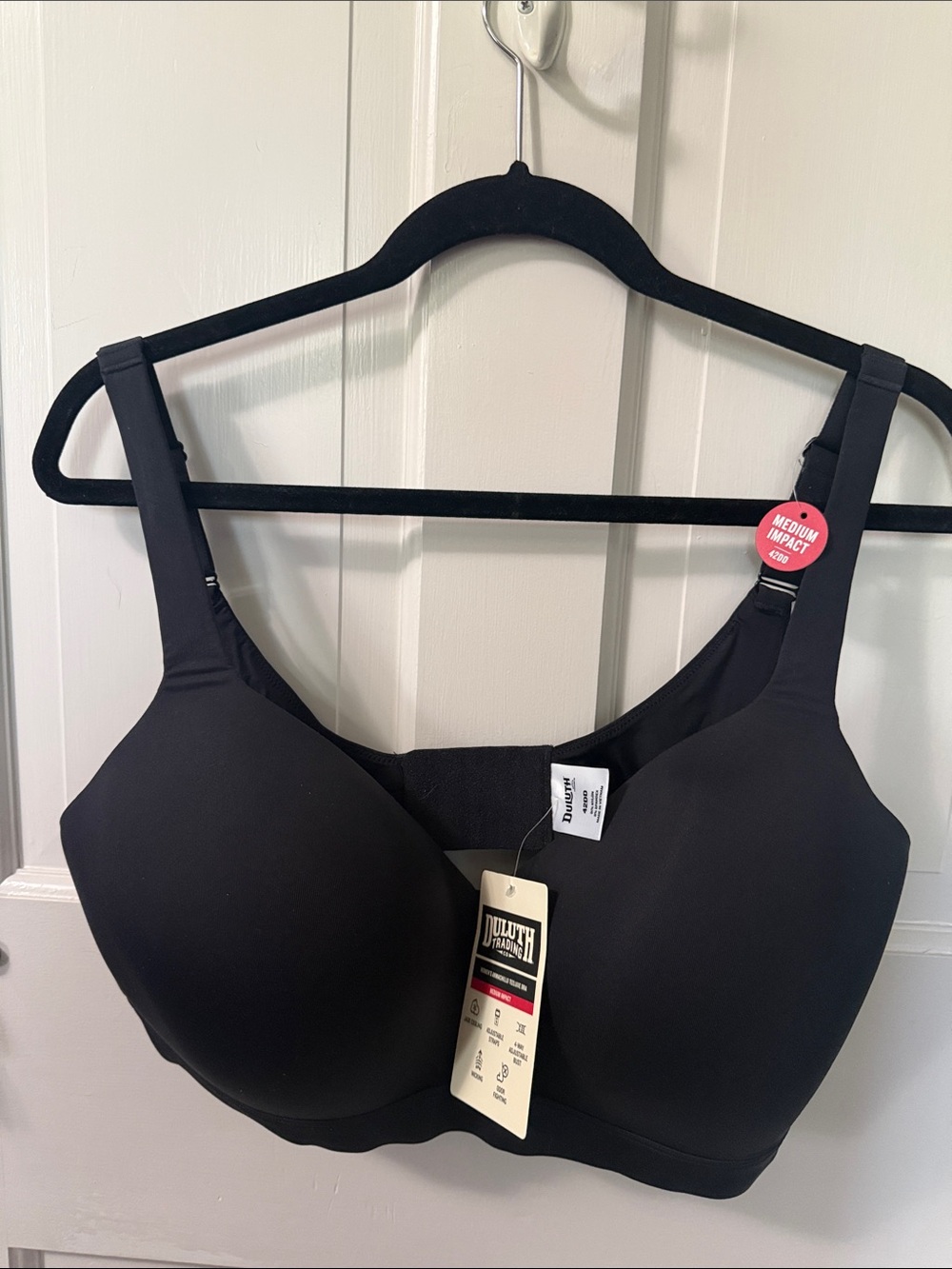 NWT Duluth Armachillo TeeLUXE Black Full-Coverage Wireless Bra 42 DD